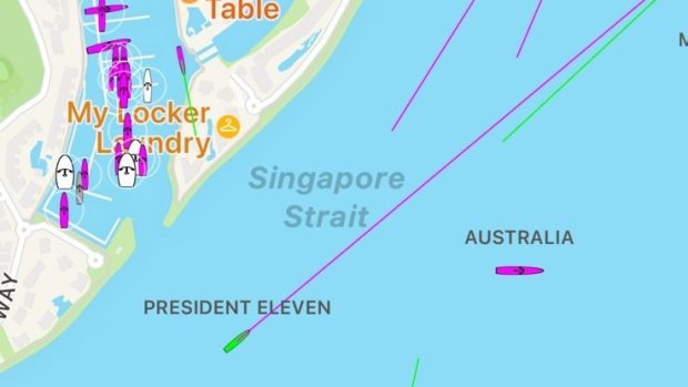Palmer’s vessel struck trouble just under one kilometre outside the marina at Sentosa Island.