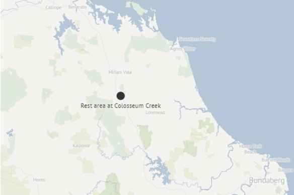 The shooting incident occurred at a rest area at Colosseum, 20 kilometres south of Miriam Vale, about 10.50am on Monday.