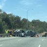 Crash with flipped trailer causes traffic delays on major highway
