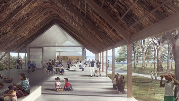 Artist impression of the cafe to built at the meeting place precinct at Kurnell to commemorate Captain Cook's landing in Australia.