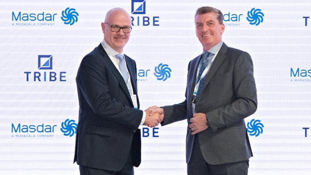 Tribe Infrastructure Group chief executive Peter McCreanor and Masdar chief financial officer Niall Hannigan signed the joint venture holding company agreement last week. 