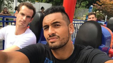 Australian tennis player Nick Kyrgios in a selfie with British counterpart Andy Murray. 