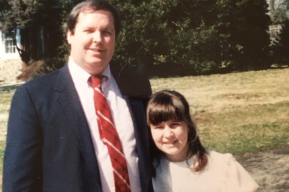 Laura Carney and her father, Mick Carney, in 1989. 