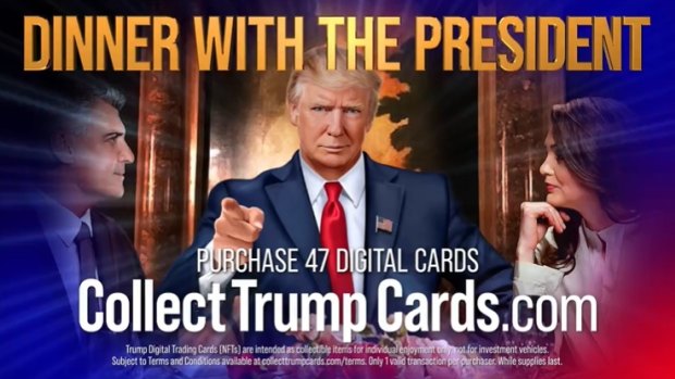 A still from Donald Trump’s trading card ad.