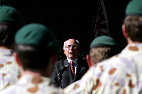 John Howard addresses troops in Afghanistan in 2007.