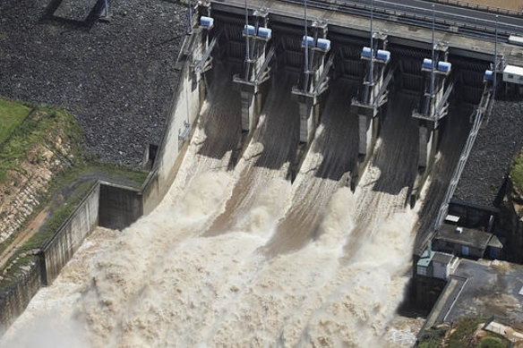 Water is released from Wivenhoe Dam.