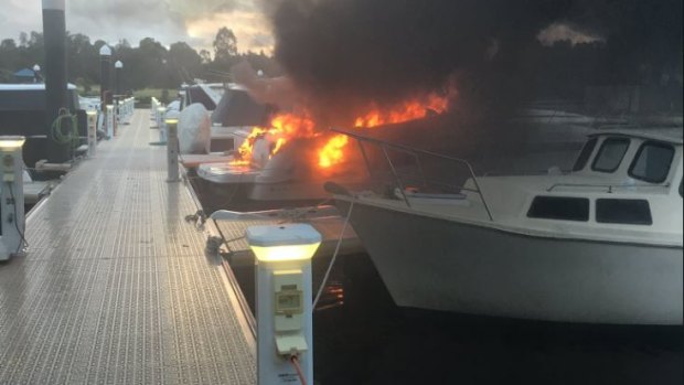 A fire has gutted a boat in Ascot Waters.