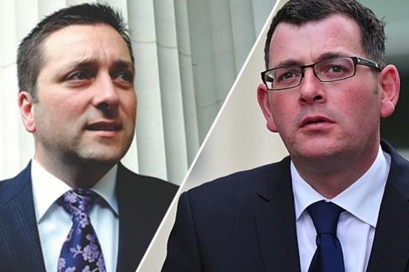 Matthew Guy and Daniel Andrews.  November’s state poll is expected to confirm a shift away from the two major parties.