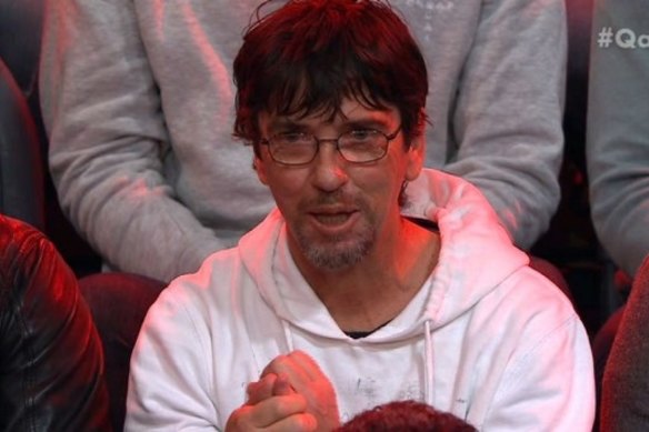 Duncan Storrar poses his question on Q&A.