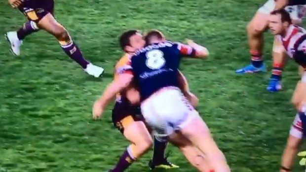 'Weaponhead': Dylan Napa's damaging hit on Andrew McCullough on Saturday night.