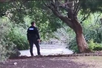 Police at the scene after a toddler was found unresponsive in a pond at Footscray Park. 