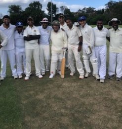 Northbridge CC’s David Allan and friends on his big day at Castle Cove Oval.