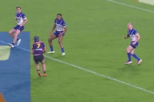 Jack Underhill’s big hit on Alec MacDonald.