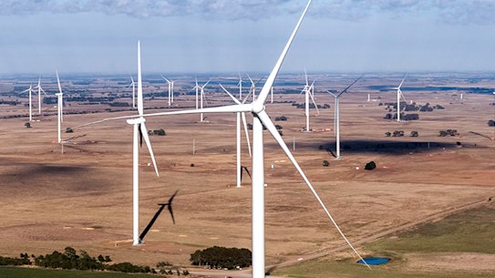 The transition in action ...  the Stockyard Hill wind farm near Ballarat.