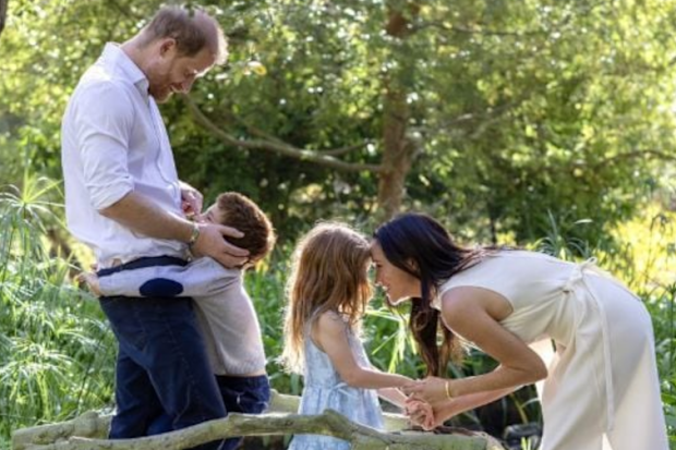 Prince Harry and Meghan, the Duke and Duchess of Sussex, with their children Prince Archie and Princess Lilibet, pictured for their 2025 Christmas card.