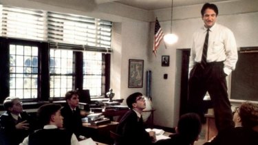 Robin Williams in Dead Poets Society. Will there be room for the inspiring but odd teacher in modern classrooms?