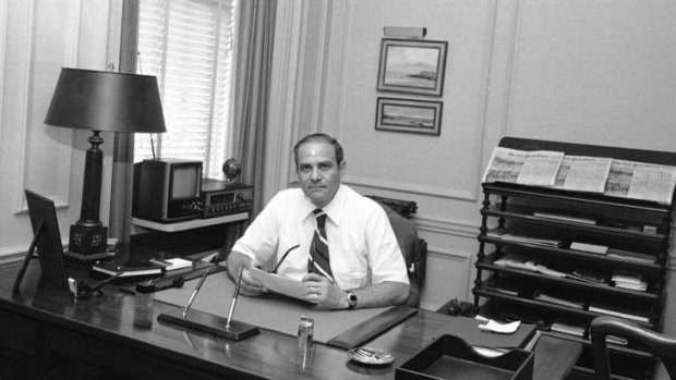 Former New York Times publisher Arthur Ochs Sulzberger in his office in New York in 1977. 
