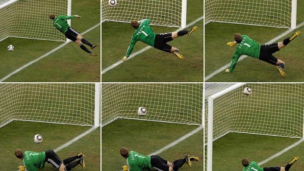 A series of images showing Frank Lampard's famous disallowed goal.