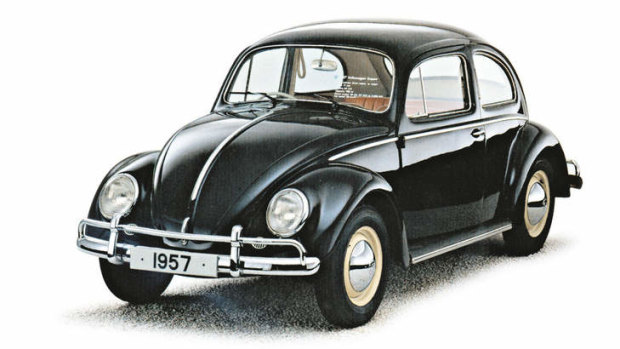 A 1957 Volkswagen Type 1, commonly known as the VW Beetle.