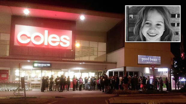 Indie Armstrong was tragically killed while crossing the road with her grandmother and sister on Sunday. Locals gathered for a vigil outside the shopping centre.