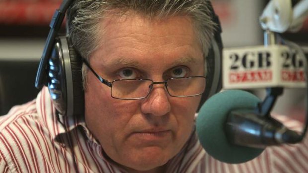 2GB Radio announcer and talkback host Ray Hadley pictured live on air.