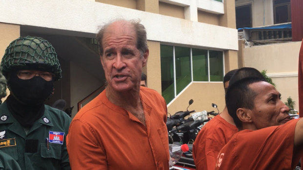 Australian filmmaker James Ricketson outside court in Cambodia.