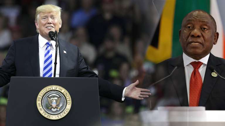 US President Donald Trump and South African President Cyril Ramaphosa. Photos: Bloomberg, AP