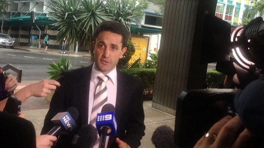 David Crisafulli fronts media in the months after his return to state parliament as member for the Gold Coast-based seat of Broadwater in 2017.