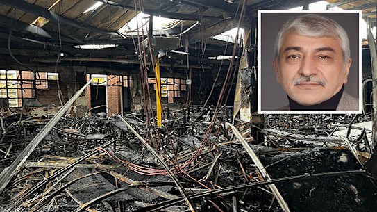 The destroyed interior of the Adass Israel Synagogue after the alleged arson attack and Sardar Amar