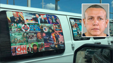 A van believed to be owned by pipe bomb suspect Cesar Sayoc jnr.