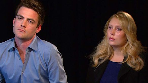 Sydney radio station 2Day FM presenters Michael Christian and Mel Greig being interviewed by Tracy Grimshaw in 2012.