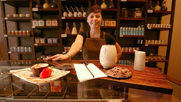 Tamara McCarry in a Max Brenner Chocolate shop at QV in Melbourne.