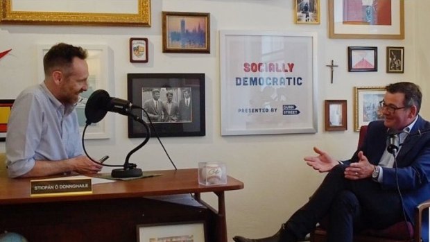 Stephen Donnelly and former premier Daniel Andrews speak on Donnelly’s podcast.