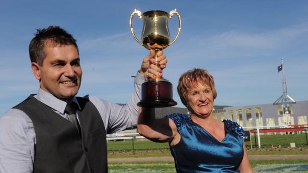 Barbara Joseph and Paul Jones are hoping Almost Court can win the Albury Gold Cup.