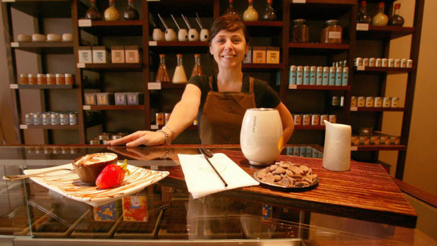 Tamara McCarry in a Max Brenner Chocolate shop at QV in Melbourne.