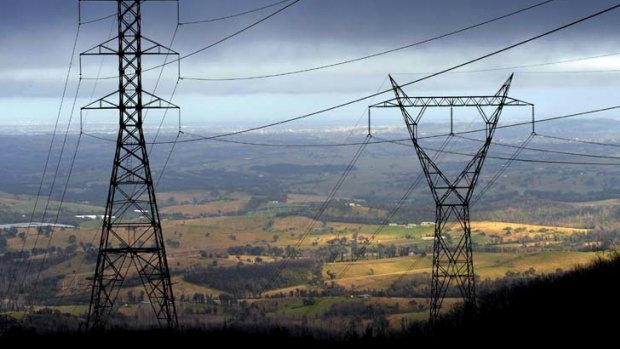 High voltage power lines in Victoria.