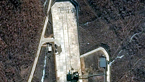 A satellite image shows North Korea's Tongchang-ri launch facility in March 2018.