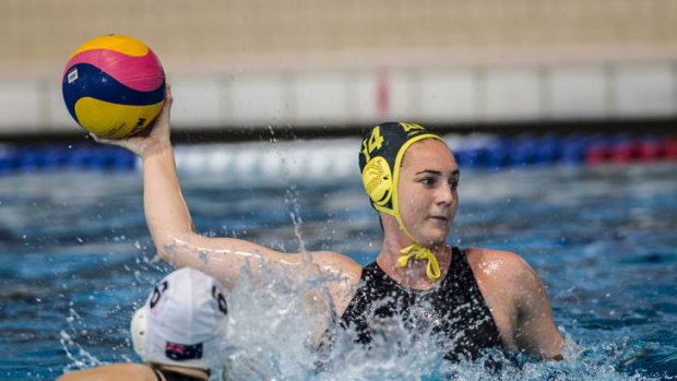 Australian water polo player Bronwen Knox at a team training session.
