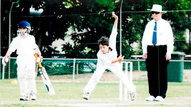 Young gun: Pat Cummins bowls for Penrith’s under-10s rep team. 