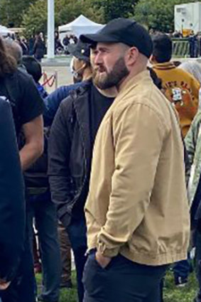 Melbourne neo-Nazi Thomas Sewell at the Shrine of Remembrance on Thursday morning.