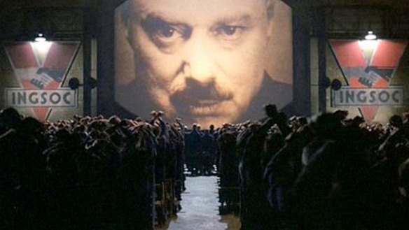 Big Brother and the masses ... a still from the movie based on Orwell’s dystopian novel, Nineteen Eighty-Four. 