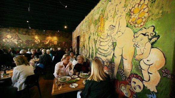 Mirka Mora's mural at St Kilda's Tolarno Hotel.