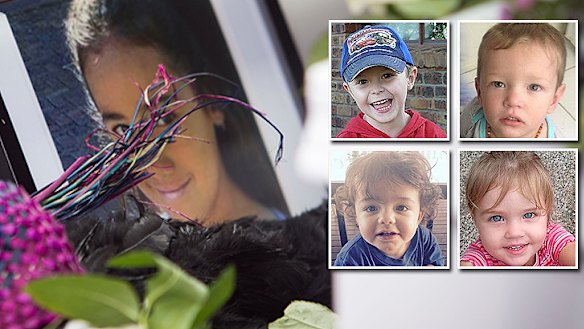 The faces of slain Queensland children: Tiahleigh Palmer, Tyrell Cobb, Mason Lee, Hemi Goodwin-Burke, and Kyhesha-Lee Joughin.