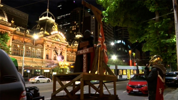Gallows spotted at an anti-government rally in Melbourne last year.