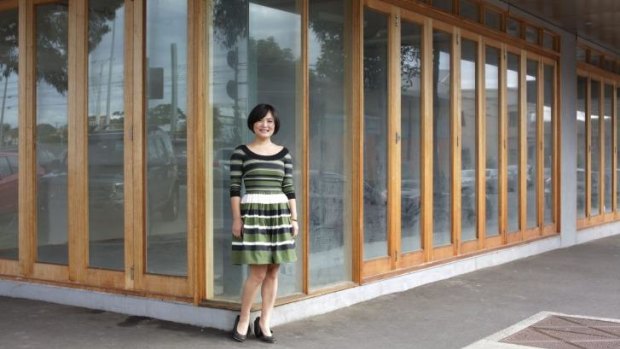Clare Hu outside Bluff Town cafe when it was being developed.