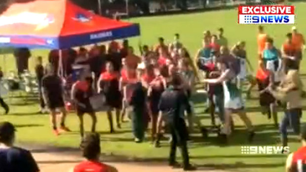 Another ugly football brawl has marred the amateur competition.