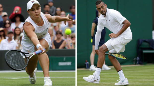 Channel Seven chose to air Nick Kyrgios' match (right) over newly crowned world No. 1 Ashleigh Barty.