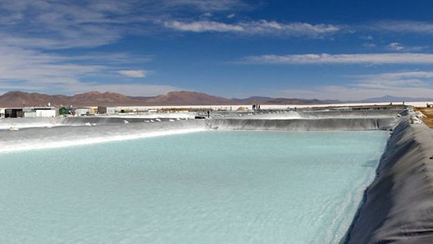 An evaporative pond at Orocobre's Olaroz facility in northern Argentina.