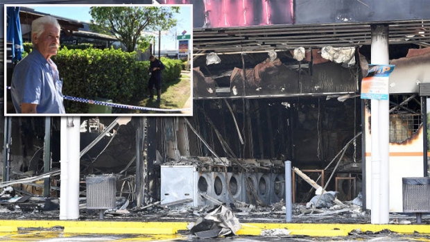 Belesis Cafe Restaurant owner Daniel Bellas (inset) is thanking his lucky stars after the flames spread to his cafe.