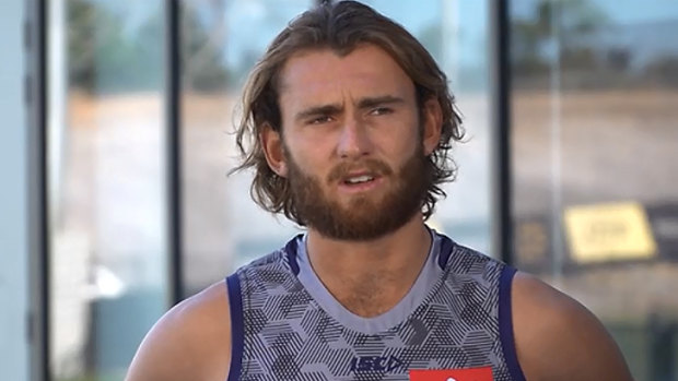 Fremantle Docker Connor Blakely speaks to the media about the Dockers chances in 2019.
